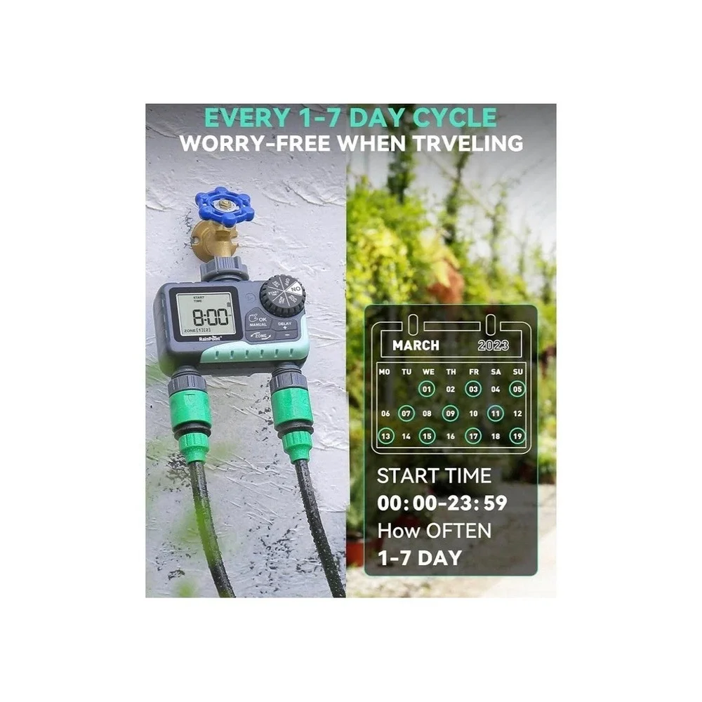 RAINPOINT‎ 3 Zone Sprinkler Timer with Brass Inlet Water Timer for Garden